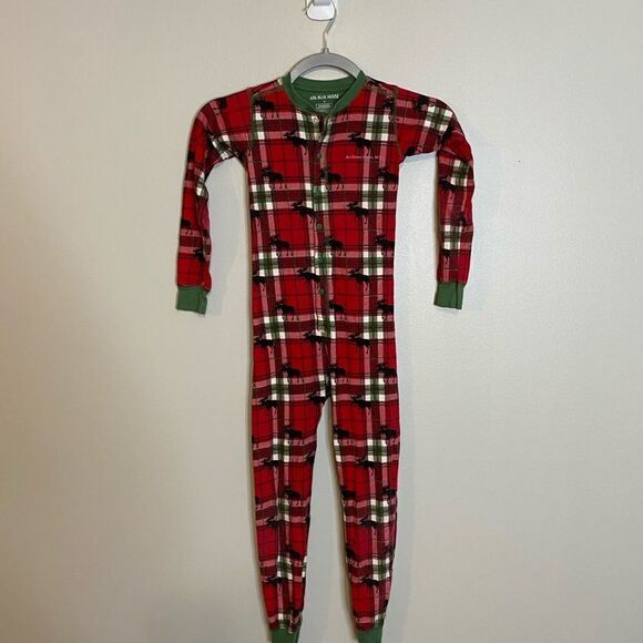 Little Blue House Holiday Moose On Plaid Union Suit - Picture 4 of 7